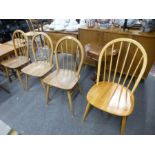 An Ercol stickback kitchen chairs and a set of three similar chairs - 4