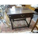 A Jacobean oak side table having one long drawer on turned legs, 89 cms