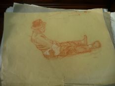 A quantity of sketch drawings of nudes and others, unsigned