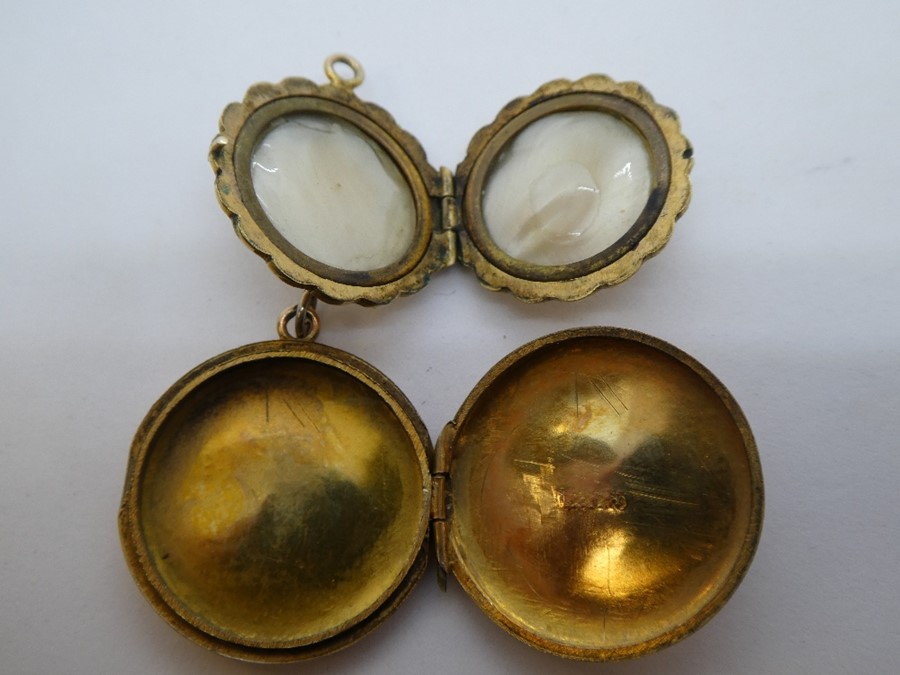 Two circular 9ct yellow gold lockets, one rose gold, weight approx 7.1g - Image 3 of 3