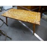 A Moorish style inlaid rectangular coffee table decorated leaves and flowers, 106.5cms