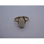 9ct yellow gold dress ring set with an oval opal, marked illegible