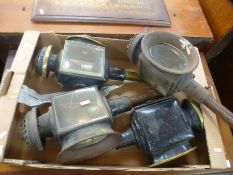 Two pairs of old carriage lamps