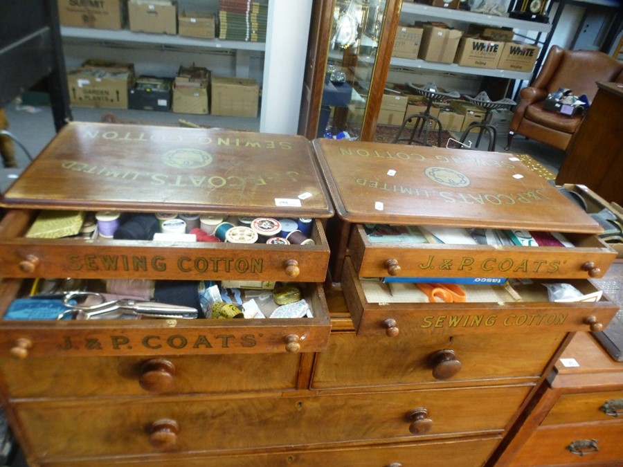 Of advertising interest; a near pair of antique mahogany two drawer chests for J and P Coats sewing - Bild 4 aus 4
