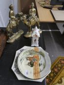 A Queen Victoria Jubilee plate, 1887, two brass figural doorstops and sundry