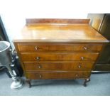 A large 1930s walnut chest having four long graduated drawers on cabriole legs, 98 cms,