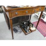 A reproduction mahogany side table having two drawers, 99cms