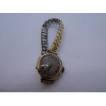 Vintage 9ct gold cased ladies wristwatch 'J W Benson' case marked 375, on rolled gold strap