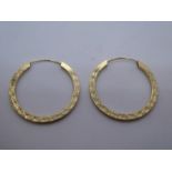 Pair of 9ct yellow gold hoop earrings marked 9ct, weight approx 1.2g