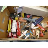 A collection of toys including Dinky, airplanes and fire engines