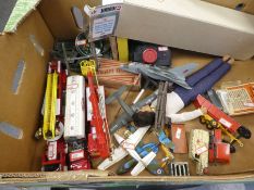 A collection of toys including Dinky, airplanes and fire engines