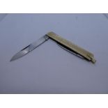 Vintage 'Rostfrei' penknife with engine turned decoration, marked 9ct