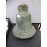 A late 19th century Crown top bronze bell, possibly by J. Warner, height 30cms