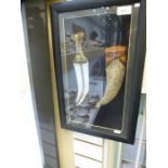 A Far Eastern style dagger and sheath, in glazed display case