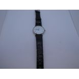 Vintage gent's LONGINES wristwatch, on black leather strap