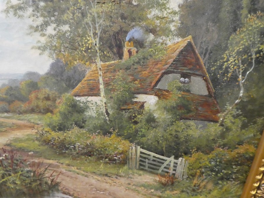 A late 19th century oil of cottage in landscape by Louis Edgar, 1898, 50 x 59.5cms - Image 3 of 3