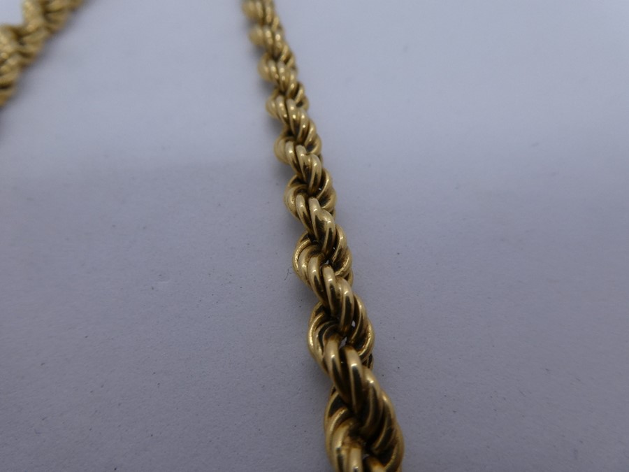 9ct yellow gold rope twist necklace, 40 cm, marks worn, weight approx 11.7g, clasp not perfect - Image 3 of 3