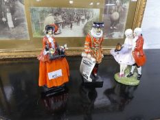 Three Royal Doulton figures of lady holding toys, Beefeater and 'The Perfect Pair' - 3