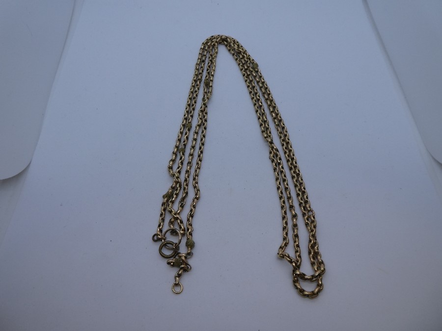 Unmarked yellow metal 'Yard' chain, AF, weight approx 23.1g