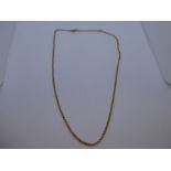 9ct yellow gold fine belcher chain, marked 375, approx 50cm, total weight approx 8.1g