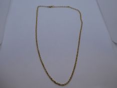 9ct yellow gold fine belcher chain, marked 375, approx 50cm, total weight approx 8.1g