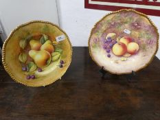 John Reed, A Royal Worcester plate decorated with fruit, signed and a similar plate by Coalport sign