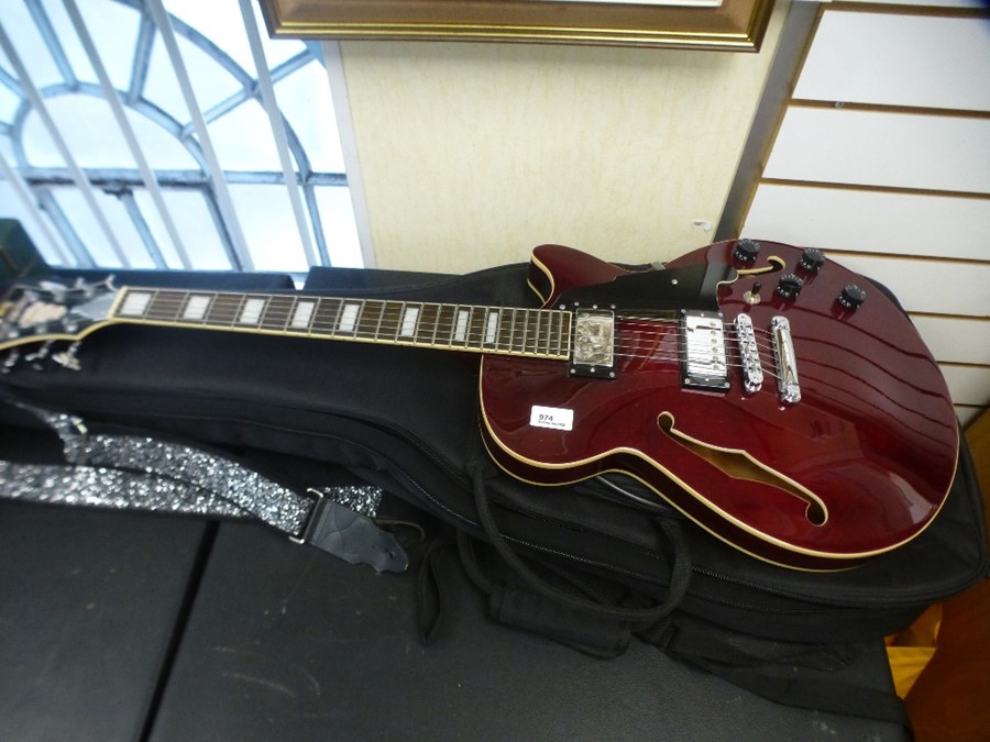 D'ANGELICO PREMIER hollow body electric guitar in wine red finish, No. PSCBSSSPWI with D'ANGELICO so