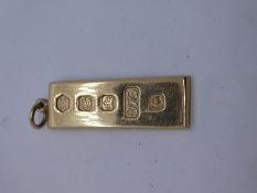 9ct yellow gold pendant in the form of a gold bar, marked 375, weight 15.5g