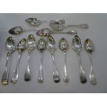 A set of twelve Georgian silver desert spoons hallmarked London 1828 probably William Chawer II Tota