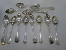 A set of twelve Georgian silver desert spoons hallmarked London 1828 probably William Chawer II Tota