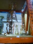 Brass table lamp, pair of vases and sundry