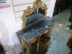 A French style hall table having marble top and a similar mirror
