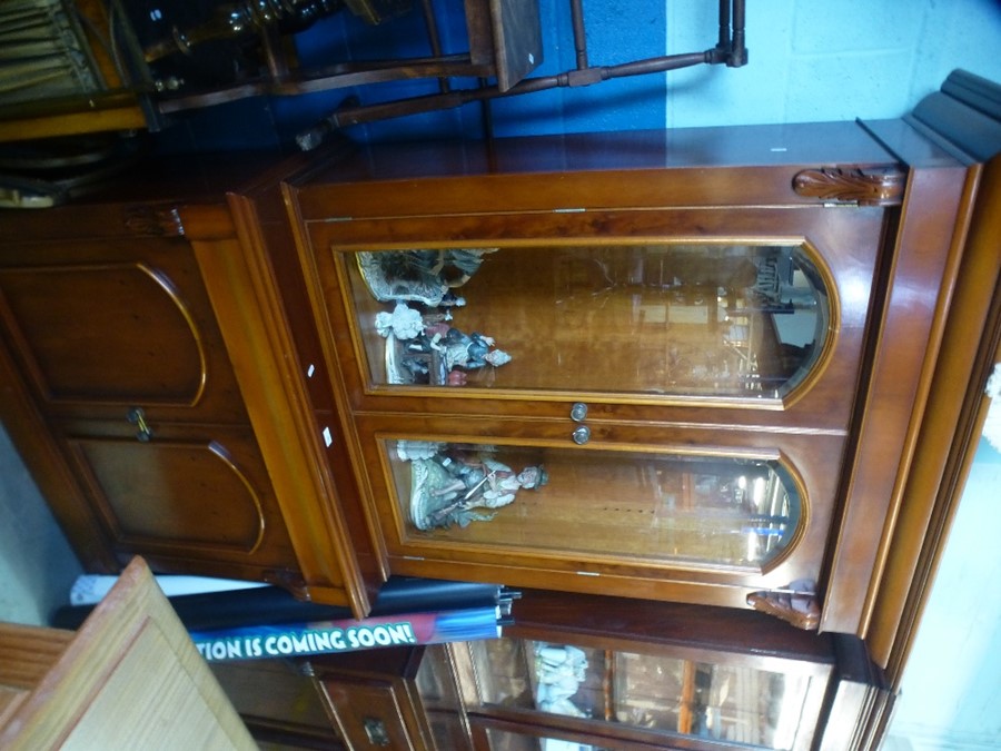 A reproduction yew wood glazed book case having one drawer with cupboard below - Image 3 of 3