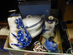A Royal crown Derby paperweight, a Doulton figure 'Tuppence a Bag' Wedgwood wall plates etc