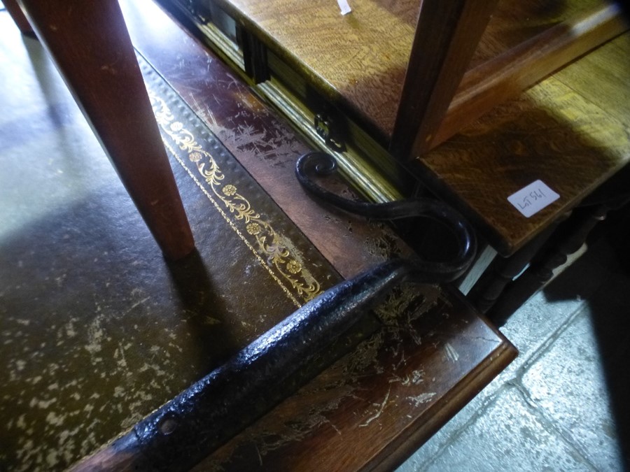 A shepherd's crook and a copper pan having wooden handle - Image 3 of 4