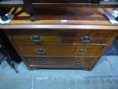 An antique mahogany hanging corner cupboard, having glazed doors, a painted armchair, an ove