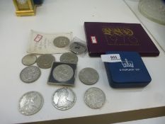 A small quantity of coins including two 1780 Maria Theresa examples