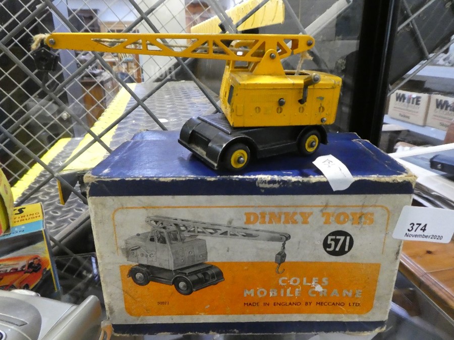 A Dinky Coles mobile crane, No. 571, and three Matchbox cars - all boxed - Image 3 of 3