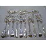 A set of twelve heavy Georgian silver forks hallmarked London 1828 possibly William Chawner II total