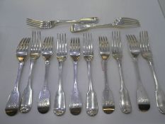 A set of twelve heavy Georgian silver forks hallmarked London 1828 possibly William Chawner II total