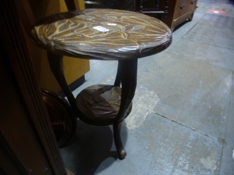 A Victorian walnut-coal purdonium, a carved table and a warming pan - Image 3 of 4