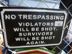 No trespassing sign