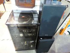 A technics separate Hi-Fi stack with turntable and speakers and a Sony CD Player