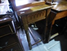 A Reproduction oak hall table and a reproduction twin pedestal desk