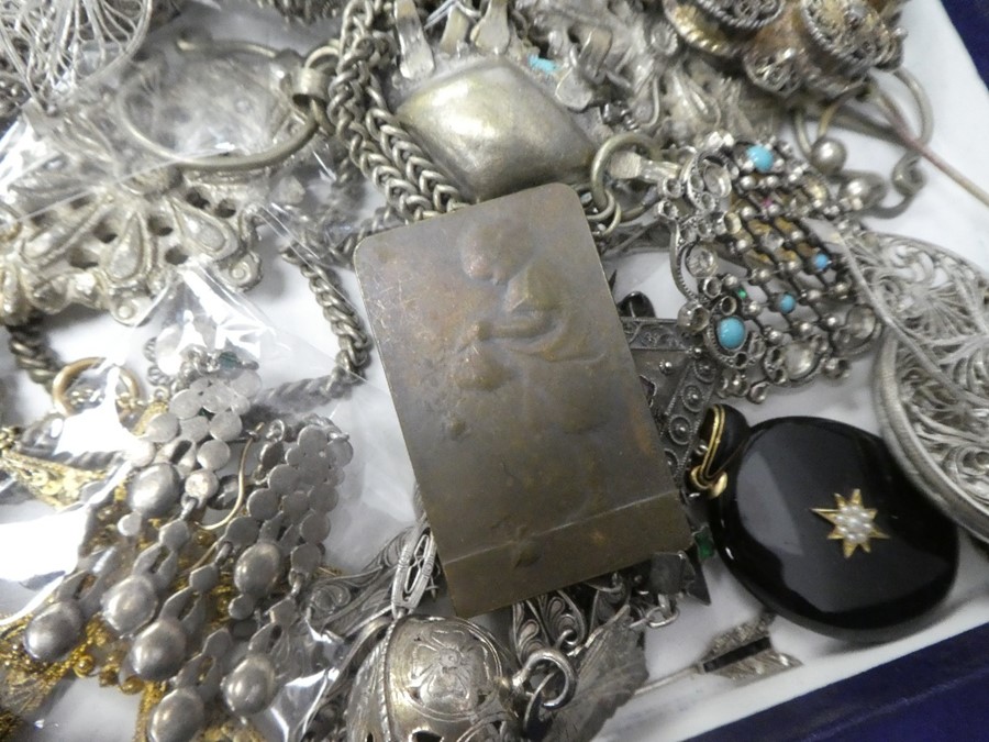 Collection of mainly middle eastern white metal and silver costume jewellery to include pendants, br - Image 2 of 4