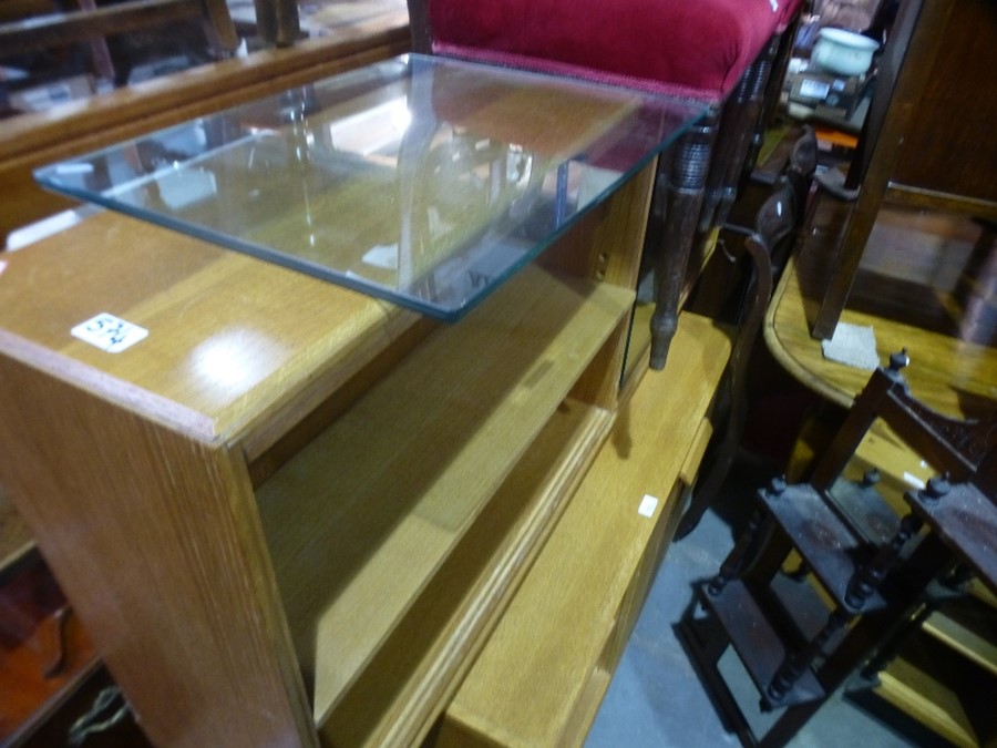 an oak bookcase having sliding glass doors, and a similar small sideboard - Image 2 of 5