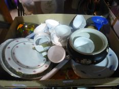 A box of mixed china to incl. Royal Albert, Doulton jug etc