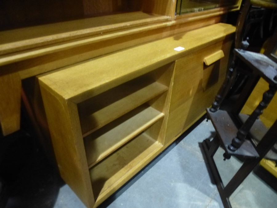 an oak bookcase having sliding glass doors, and a similar small sideboard - Image 4 of 5