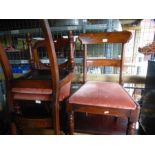 Three Victorian dining chairs, a nursing chair and two garden chairs