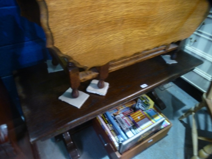 A jaycee oak oblong coffee table having carved freize